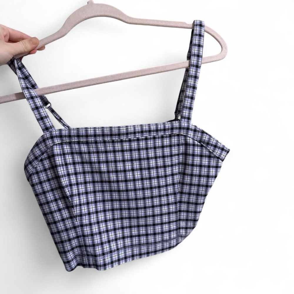 Plaid Blue and White Women's Hollister crop Top